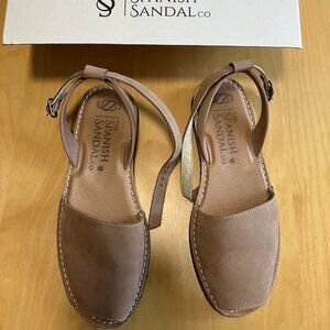 The Spanish Sandal Co Tan Nubuck with Strap, Size 40 / 9.5